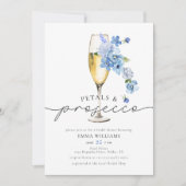 ダスティブルー花びら&プロセッコブライダルシャワー 招待状 (正面)