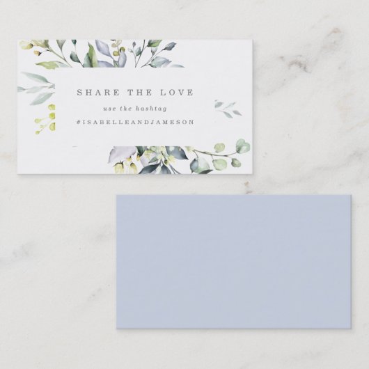 ダスティブルー花模様ハッシュタグカード 名刺 (正面/裏面)