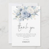 ダスティブルー花模様ブライダルシャワーありがとう カード (正面)