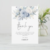 ダスティブルー花模様ブライダルシャワーありがとう カード (スタンド正面)