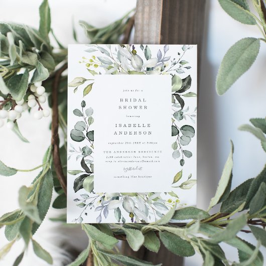 ダスティブルー花模様ブライダルシャワー招待 招待状