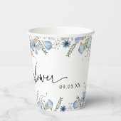 ダスティブルー花模様ブライダルシャワー紙カップ 紙コップ (裏面)