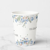 ダスティブルー花模様ブライダルシャワー紙カップ 紙コップ (右)