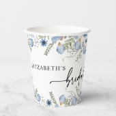 ダスティブルー花模様ブライダルシャワー紙カップ 紙コップ (正面)