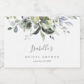 ダスティブルー花模様ミニワきらめくインボトルラベ スパークリングワインラベル (シングルラベル)