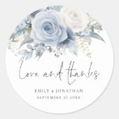 ダスティブルー花模様ラヴ感謝してい結婚ズ ラウンドシール (正面)