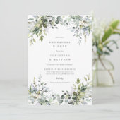 ダスティブルー花模様リハーサルディナー招待状 メニュー (スタンド正面)