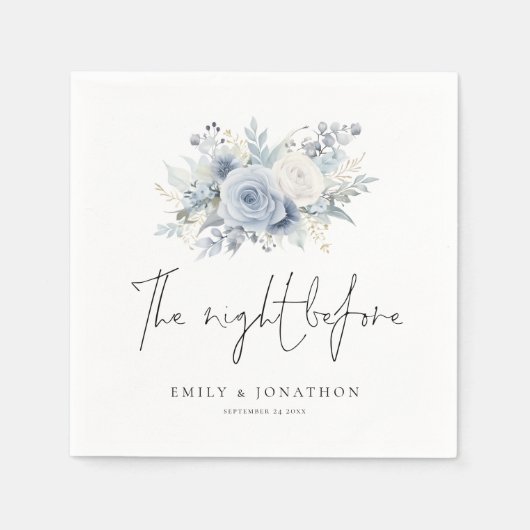 ダスティブルー花模様名の前夜 スタンダードカクテルナプキン (正面)
