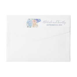 ダスティブルー花模様結婚のラップラのまわりにベル ラップアラウンドラベル