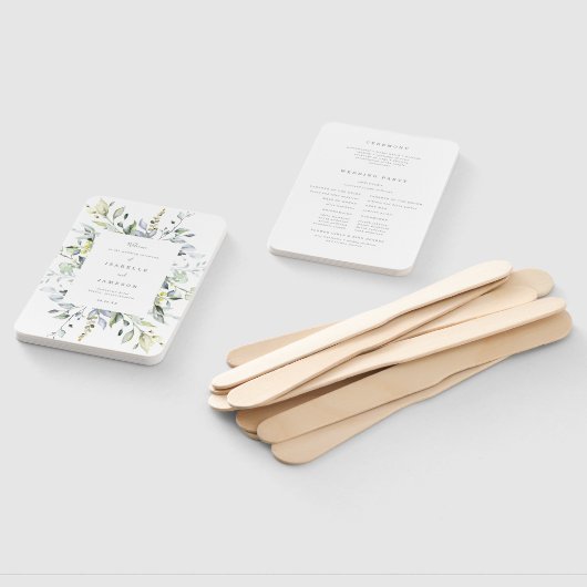 ダスティブルー花模様結婚式 プログラムファン ハンドファン (組立なし)