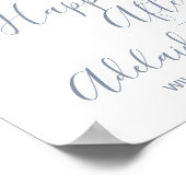 ダスティブルー花模様結婚歓迎 ポスター (角)