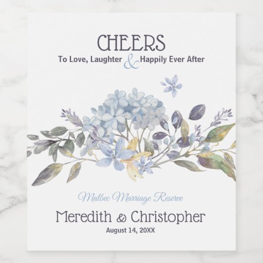 ダスティブルー花模様 ワインラベル (シングルラベル)