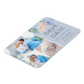 ダスティブルー花模様 |石板3 Photo日付を保存 マグネット (左側)