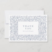 ダスティブルー華美ヴィンテージフレクラシックーム結婚の サンキューカード (正面)