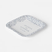 ダスティブルー華美ヴィンテージフレクラシックーム結婚の ペーパープレート (傾斜あり)