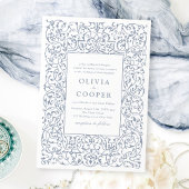 ダスティブルー華美ヴィンテージフレクラシックーム結婚の 招待状