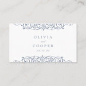 ダスティブルー華美ヴィンテージ結婚フレームの詳細 プレイスカード (裏面)