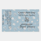 ダスティブルー葉バララインアートモダンソープラベル 長方形シール (正面)