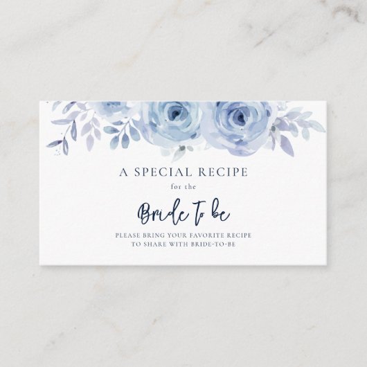 ダスティブルー薄紫フローラブライダルシャワーレシピ エンクロージャーカード (正面)