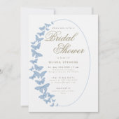 ダスティブルー蝶ボーホエレガントブライダルシャワー 招待状 (正面)