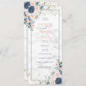 ダスティブルー赤面ピンクウォーター結婚式 プログラム (正面/裏面)