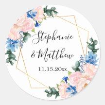 ダスティブルー赤面ピンクジオメトリック結婚フローラ