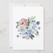 ダスティブルー赤面ピンクピーチフローラブライダルシャワー 招待状 (裏面)