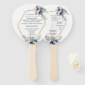 ダスティブルー赤面ピンクフローラジオメト結婚リ ハンドファン (正面&裏面)