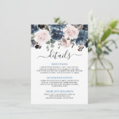 ダスティブルー赤面ピンクフローラボタニカル結婚ズ エンクロージャーカード (スタンド正面)
