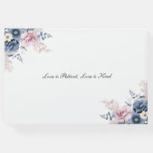 ダスティブルー赤面ピンクフローラボタニカル結婚ズ ゲストブック (裏面)