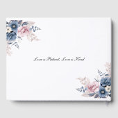 ダスティブルー赤面ピンクフローラボタニカル結婚ズ ゲストブック (裏面)