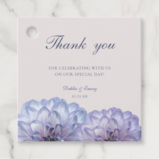 ダスティブルー赤面ピンクフローラ結婚ズサンキュー フェイバータグ (正面)