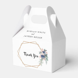 ダスティブルー赤面ピンクフローラ金ゴールド結婚フレーム フェイバーボックス