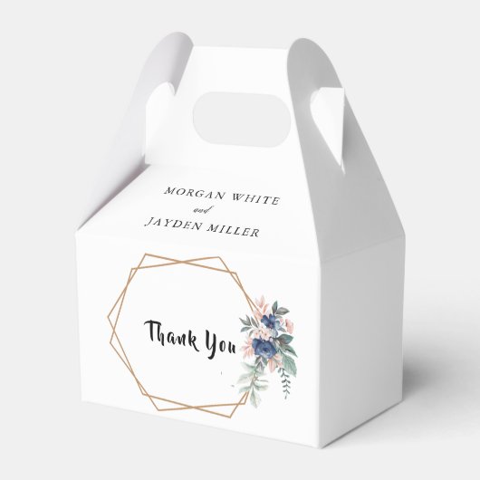 ダスティブルー赤面ピンクフローラ金ゴールド結婚フレーム フェイバーボックス (裏面サイド)