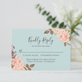 ダスティブルー赤面ピンク水色フローラズ 出欠カード (スタンド正面)