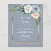 ダスティブルー赤面ピンク結婚フローラのメニューカード (正面)