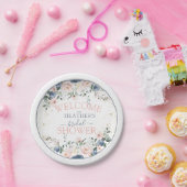 ダスティブルー赤面ピンク金ゴールドフローラブライダルシャワー ペーパープレート (パーティー)