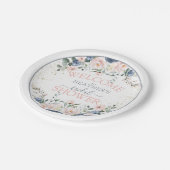 ダスティブルー赤面ピンク金ゴールドフローラブライダルシャワー ペーパープレート (アングル)