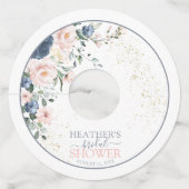 ダスティブルー赤面ピンク金ゴールドブライダルシャワー ワイングラスタグ (正面)