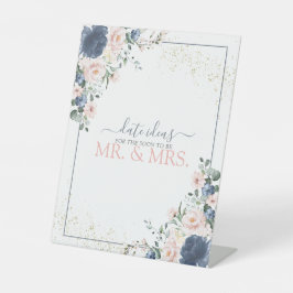 ダスティブルー赤面ピンク金ゴールド日付アイディア 台座サイン