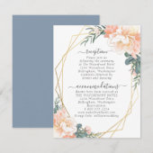 ダスティブルー赤面ピーチフローラ金ゴールド結婚ズ詳細 エンクロージャーカード (正面/裏面)