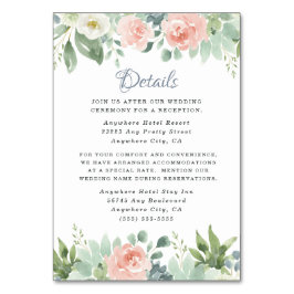 ダスティブルー赤面フローラ結婚のエンクロージャカード テーブルナンバー