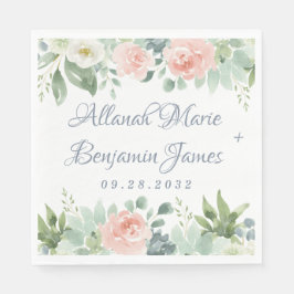 ダスティブルー赤面多肉性フローラ庭園の結婚式 スタンダードランチョンナプキン