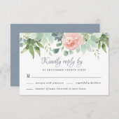 ダスティブルー赤面多肉性フローラ庭園の結婚式 出欠カード (正面/裏面)