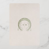 ダスティブルー金ゴールドアールヌーボーメニューアルフォンスミュシャ 箔招待状 (裏面)