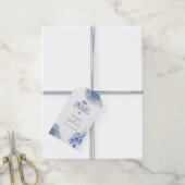 ダスティブルー金ゴールドエレガント結婚素朴グリッター ギフトタグ (より糸付き)