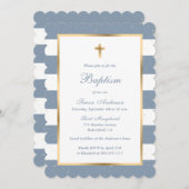 ダスティブルー金ゴールドクロススターバプテストライプのィス 招待状 (正面/裏面)