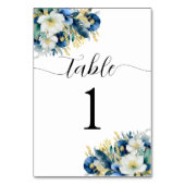 ダスティブルー金ゴールドグリッターフローラテーブル番号 テーブルナンバー (正面)