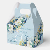 ダスティブルー金ゴールドグリッターフローラリハーサルディナー フェイバーボックス (正面)