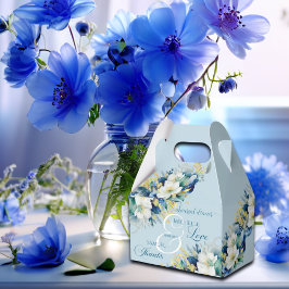 ダスティブルー金ゴールドグリッターフローラリハーサルディナー フェイバーボックス